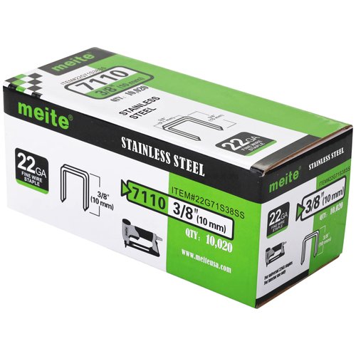 meite 22 Gauge 3/8-inch Crown 304 Stainless Steel Staples with 3/8-inch Length for Upholstery 10,020 pcs/Box (1 Box)