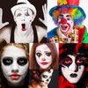 Hallowen Joker Clown Makeup Kit, Black White Clown Make Up Face Body Paint + Red Nose, SFX Makeup Set for Teens and Adults Clown Art Costume Makeup