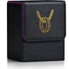 ZLCA Card Deck Box for MTG Cards with 2 Dividers, Card Storage Box Fits 100+ Single Sleeved Cards, PU Leather TCG Card Deck Case Holder for Magic Commander Yugioh (Black&Purple,Ring)