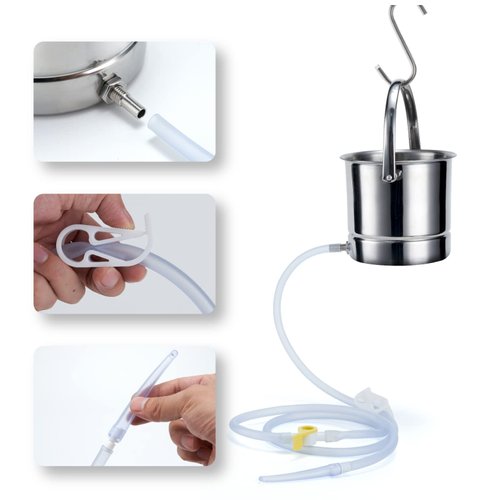 TEMONTIAN Coffee Enema Bucket Kit, Enema Kit for Colon Cleansing Bucket, Home Colonic Kit，Enema for Men/Women，for Cleansing and Detoxifying Enemas, Suitable for Coffee，Stainless Steel Bucket
