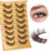 Brown Lashes Eyelashes Cat Eye Natural Look Lash Extension D Curl Wispy Clear Band Brown Eyelashes Fluffy Faux Mink Lashes Pack by Mavphnee