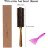 Vista Round Hair Brush Boar Bristle Wooden Hair Brush for Women Blow Drying Handle Anti Static Hairbrush for Hair Styling, Drying, Curling