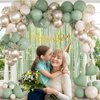 Sage Green Birthday Party Decorations with Happy Birthday Banner Green Fringe Curtain Butterfly Decorations Foil Balloons Happy Birthday Decorations for Women Adults