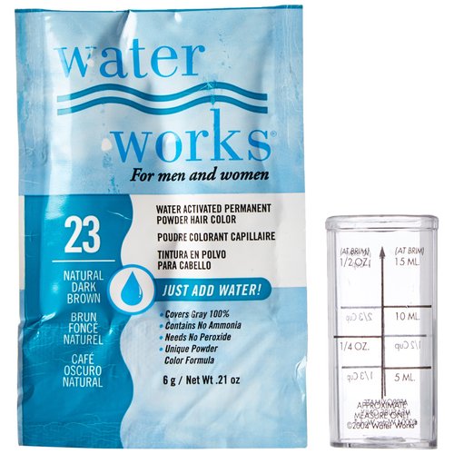 Water Works Water Activated Permanent Powder Hair Color for Men and Women, #23 Natural Dark Brown