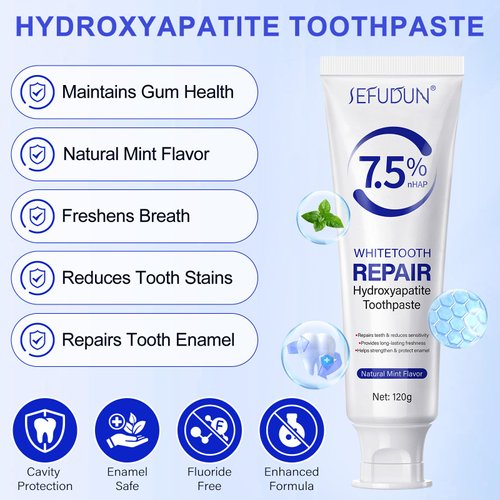 7.5 Nano Hydroxyapatite Toothpaste - Tooth Whitening & Repair & Enamel Strengthening | Hydroxyapatite Toothpaste with Nano Hydroxyapatites|Hydroxyapatite-Toothpastes Helps Strengthen&Protect Ename (2)