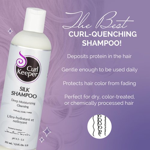 Curl Keeper Silk Shampoo for Curly Hair, 12 Fl Oz - Deep Moisturizing & Cleansing Daily Hair Shampoo with Silk Amino Acids for All Curl Types - Water Based & Sulfate Free Shampoo for Men & Women
