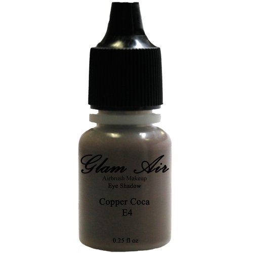 Set of Two (2) Shades of Glam Air Airbrush Eye Shadow Makeup E4 Copper Cocoa and E24 Light Mint Shimmer Water-based Formula Last All Day (For All Skin Types) 0.25oz Bottles by Glamair