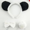 YAXAMING Halloween Panda Ears Headband Bow Tie Tail Bear Ears Hair Hoops Bands Bowtie Animal Headpiece Hairband Women Xmas Holiday Festival Parade Cosplay Wedding Dress Up Birthday Party Accessories