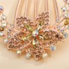 Aimimier Flower Crystal French Hair Comb Luxury Rhinestone Gem Side Combs Long Teeth Hair Pins Bridal Hair Accessories for Women Girls(Champagne)
