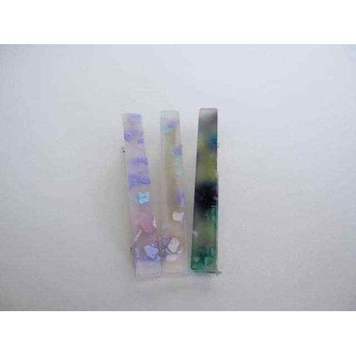 Generic Set of 3 slim multi-color purple pink green blue alligator hair clips