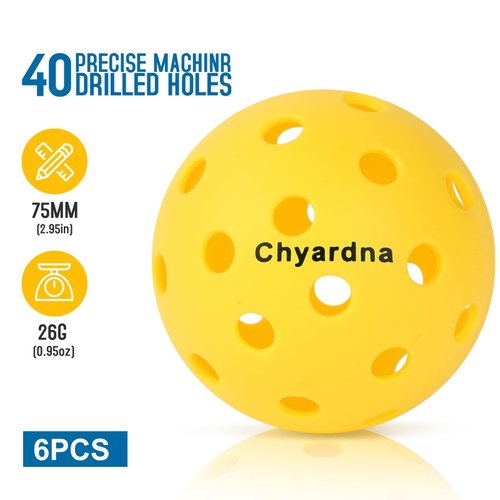 chyardna Outdoor Pickleball Balls |Meet USAPA Official Requirement | Perfectly Balanced,Durable (Tricolor, 6)