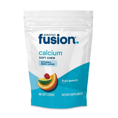 Bariatric Fusion Bariatric Calcium Chews | Fruit Punch | Calcium Citrate 500mg with Vitamin D3 & Energy Soft Chews | Sugar Free Bariatric Vitamin Chewable | 60 Count