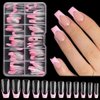 Fcozpjk French Tip Press On Nails Pink, Short Coffin French Tips Stick On Nails, Wearable False Nail Tips Full Cover Soft Gel Tips, Y2K Design Glue On Nails in 12 Sizes, Nail Salon Supplies