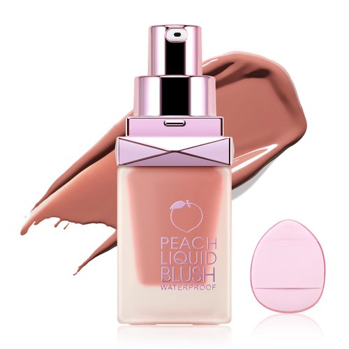 Boobeen Liquid Blush Makeup Dewy Finish, Lightweight High Pigment Matte Soft Cream Blush for Cheeks, Long-lasting Smooth Natural Blush Color, with Puff