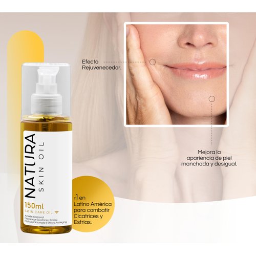 Rouge Co. Natura Skin Oil 5fl OZ - Anti-Stretch Marks and Scars Body Oil Skin Care Firming, Non-Greasy, Deeply Hydrates and Nourishes - Tensor and Skin Repair Effect., Gold