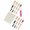 Rchovsam xl Green Press on Nails Extra Long Coffin Fake Nails with Nail Glue,Glue on Nails,Golden Love&Texture UñAs Postizas Full Cover Stick on Nails 24pcs Gel Nail Kit for Womens,Green sfumato