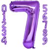Purple Number 7 Balloons, 40 Inch Giant Number Balloons Foil Mylar Helium Purple Number 7 Balloons for 7th Birthday Party Supplies Anniversary Event Celebration Decorations