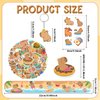 Lcnjscgo 98 PCS Capybara Party Favors, Capybara Temporary Tattoos, Slap Bracelets, Keychains, Stickers, and Badges for Kids Capybara Birthday Party Decorations and Classroom Rewards