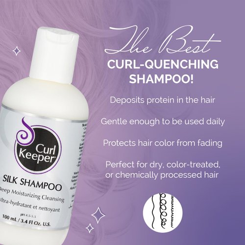 Curl Keeper Silk Shampoo for Curly Hair, 3.8 Fl Oz - Deep Moisturizing & Cleansing Daily Hair Shampoo with Silk Amino Acids for All Curl Types - Water Based & Sulfate Free Shampoo for Men & Women
