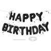 16 Inch Happy Birthday Banner Balloon, Black Happy Birthday Letters Foil Balloons with Ribbon, Self Inflating Happy Birthday Letter Balloon Bunting for Men Women Birthday Party Decorations Supplies