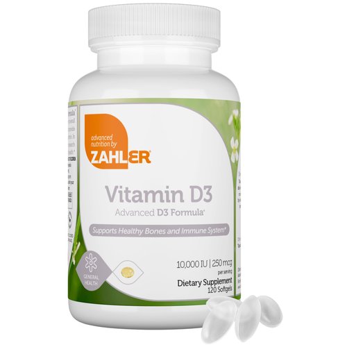 Zahler - Advanced Vitamin D3 10,000 IU Softgels (120 Count) Kosher Vegetarian Friendly Vitamin D ...