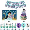 Princess Birthday Backdrop Princess Party Decorations Include Princess Birthday Banner,Cake Topper,Cupcake Toppers,Balloons and Backdrop Girls Princess Birthday Party Supplies