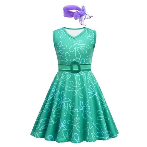 Dressy Daisy Little Girls Disgust Halloween Costume Birthday Party Dress Up Outfit Set with Scarf and Belt Size 5-6, Green