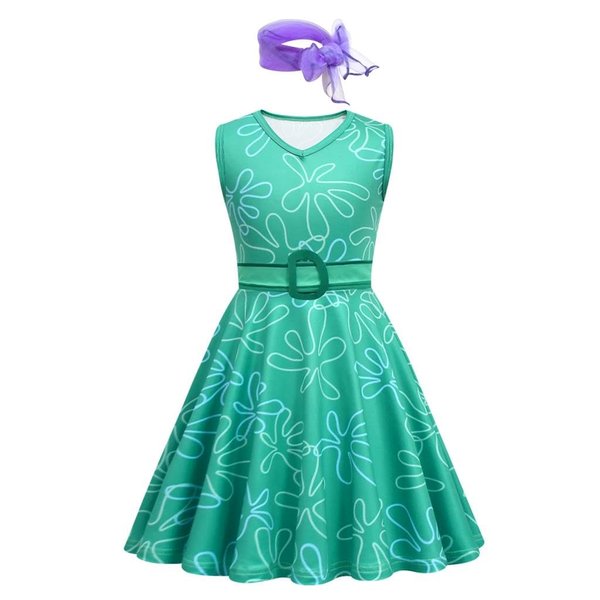 Dressy Daisy Little Girls Disgust Halloween Costume Birthday Party Dress Up Outfit Set with Scarf and Belt Size 5-6, Green