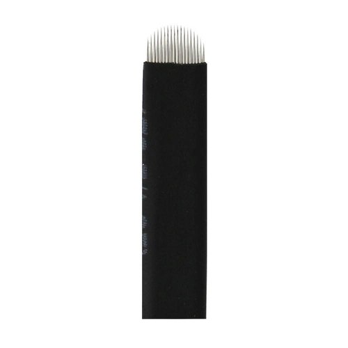 50PCS Black U Shape U18 Eyebrow Tattoo Needles Permanent Makeup Manual Microblading 18 Pins 0.18mm Finest Needles Disposable Sterilized (U18)