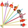 GREAWOD 24 PCS Fire Truck Party Favors Drinking Straws for Fire Truck Birthday Party Supplies,Suitable for fire truck themed party With 2 Pieces Straw Cleaning Brushes(6 color)