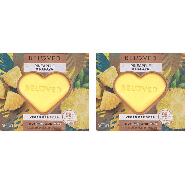 Love Beauty And Planet, Beloved Vegan Body Bar Soap - Pineapple Papaya - 4 oz. - Pack of 2