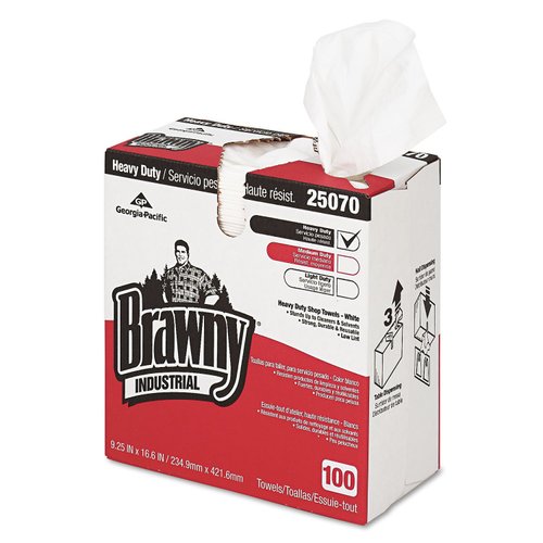 Brawny Georgia Pacific 25070 Medium Weight HEF Shop Towels, 9 1/10 x 16 1/2, 100/Box