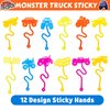 36PCS Monster Truck Party Favors - 24PCS Temporary Tattoos 12PCS Sticky Hands Perfect Birthday Supplies for Kids Stretchy Fidget Goodie Bag Stuffers Treasure Box Toys Classroom Prizes Student Gifts