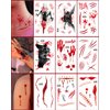 Halloween Temporary Tattoo Stickers, 10 Sheets Wound Scar Knife Simulation Waterproof Tattoos for Body Face, Halloween Party Favors Decorations Supplies