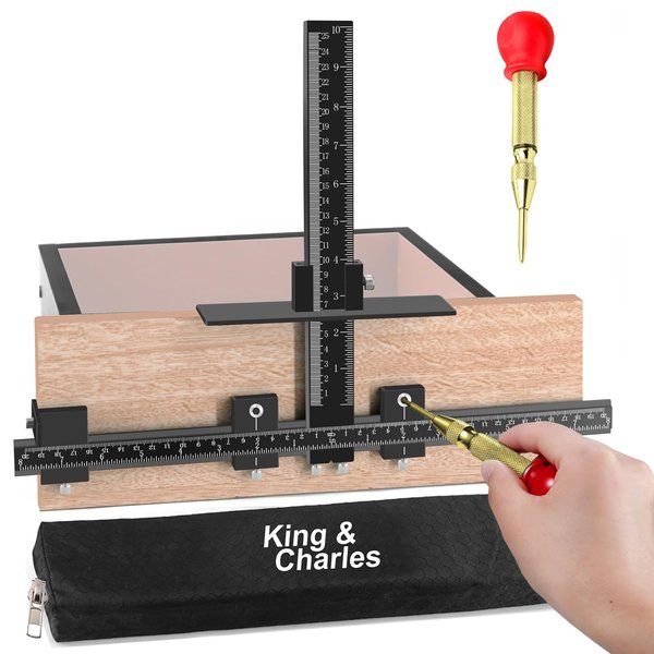 King&Charles Cabinet Hardware Jig, Aluminum Alloy Cabinet Handle Jig with Automatic Center Punch, Cabinet Jig for Handles and Pulls on Drawers/Cabinets, Cabinet Hardware Template Tool Perfect Set.