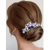 Latious Silver Bride Wedding Hair Comb Rhinestones Bridal Hair Accessories Pearl Hair Piece Decorative Hair Clip for Women and Girls (Blue)