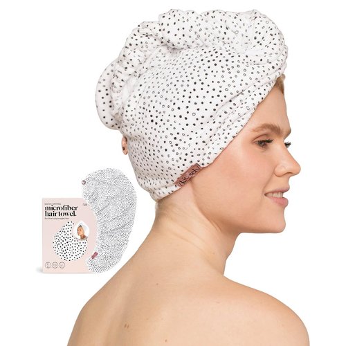 Kitsch Microfiber Hair Towel Wrap for Women - Anti-Frizz Quick Dry Towel, Super Absorbent Microfiber Towel for Hair, Hair Drying Towel Wrap, Hair Towels, Hair Turban Towel for Wet Hair - Micro Dot