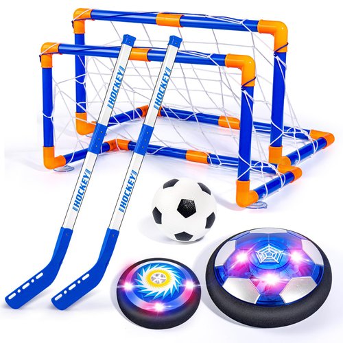 Hover Soccer Ball for Kids,3-in-1 Indoor Hover Soccer Ball with LED Light & Kids Hockey Set,Soccer Toys Gifts for Boys 3 4 5 6 7 8-12 Year Old,Indoor Sport Toy Gift for Boy Girl Ages 3-5 4-6 6-8 8-12