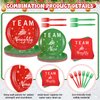 Patelai 120 Pcs Christmas Party Supplies Paper Plates and Napkins Disposable Dinnerware Set 48 Team Naughty and Team Nice Plates 48 Napkins 24 Plastic Forks for Christmas Xmas Birthday Party