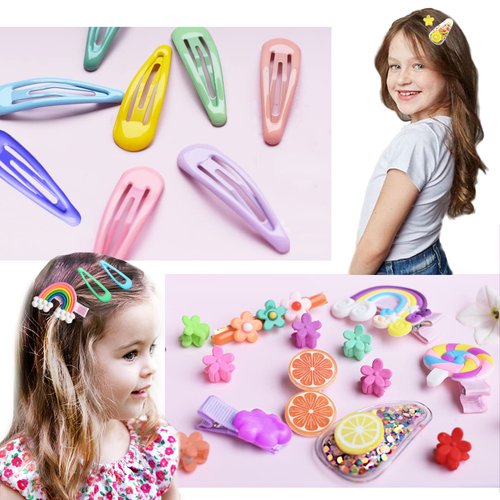 292PCS Baby Hair Clip, Toddler Girls Hair Accessories, Kids Hair Clips for Styling, Flower Candy Fruits Rainbow Cute Hair Clips for Girls