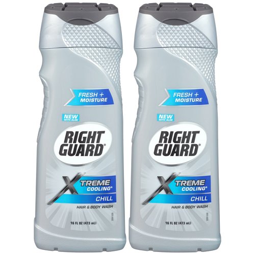 Right Guard Xtreme Cooling Hair and Body Wash, Chill, 16 Ounce (Pack of 2)