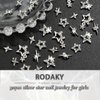 RODAKY 30PCS Silver Star Nail Charms Shiny 3D Stars Nail Gems Starlight Nail Jewelry Y2K Charms for Acrylic Nails Decoration Metal Nail Supplies for Women and Girls