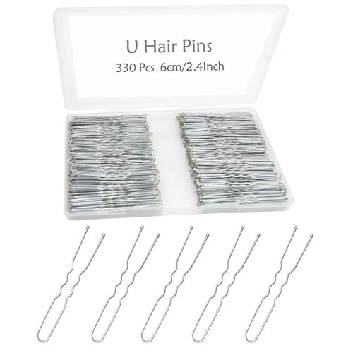 330 Count U Shaped Silver Hair Pins for Buns, YINGFENG 2.4inch Bun Pins Silver Hair Pins for Wome...