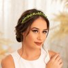 Formery Sparkle Green Crystals Headband Gold Crystal Beads Flower Hair Band Party Prom Wedding Handmade Beaded Floral Headpiece for Women and Girls