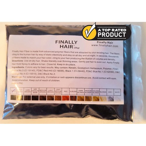 Hair Building Fibers Medium Brown 25 Grams Refill Your Existing Bottle. Highest Grade Fiber By Finally Hair