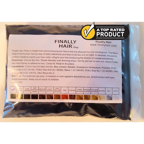 Hair Building Fibers Medium Brown 25 Grams Refill Your Existing Bottle. Highest Grade Fiber By Finally Hair