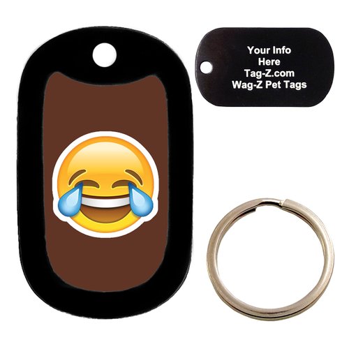 Custom Engraved Pet Tag - laughing tears emoji brown - Dog Tag - Tag-Z Wag-Z