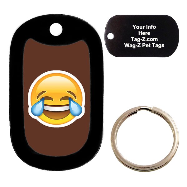Custom Engraved Pet Tag - laughing tears emoji brown - Dog Tag - Tag-Z Wag-Z