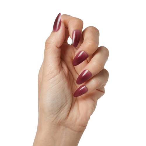 KISS Bare but Better, Press-On Nails, Nail glue included, 'Chemistry', Red, Medium Size, Almond Shape, Includes 28 Nails, 2g Glue, 1 Manicure Stick, 1 Mini file