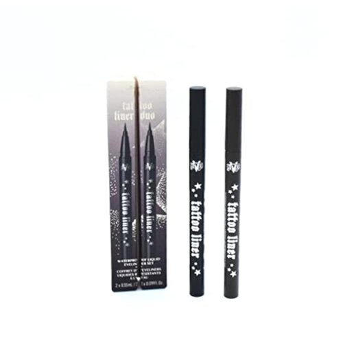 Kat Von D Cosmetics Tattoo Liner Duo Waterproof Liquid Eyeliner Set Trooper Black, Mad Max Brown, 2 Count (Pack of 1)